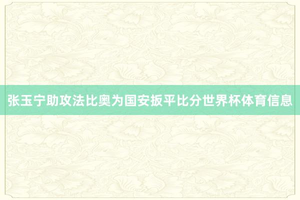 张玉宁助攻法比奥为国安扳平比分世界杯体育信息