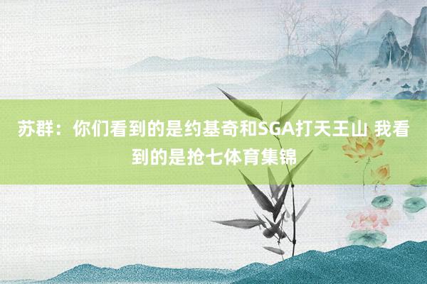 苏群：你们看到的是约基奇和SGA打天王山 我看到的是抢七体育