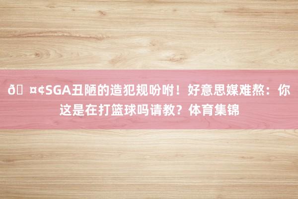 🤢SGA丑陋的造犯规吩咐！好意思媒难熬：你这是在打篮球吗请教