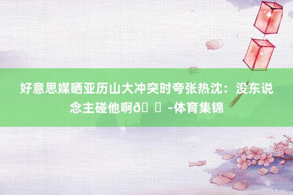 好意思媒晒亚历山大冲突时夸张热沈：没东说念主碰他啊😭体育集锦