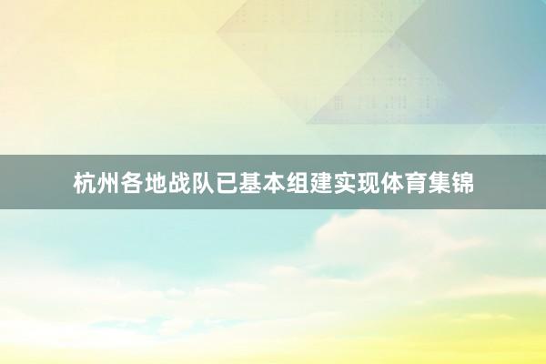 杭州各地战队已基本组建实现体育集锦