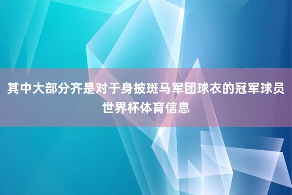 其中大部分齐是对于身披斑马军团球衣的冠军球员世界杯体育信息