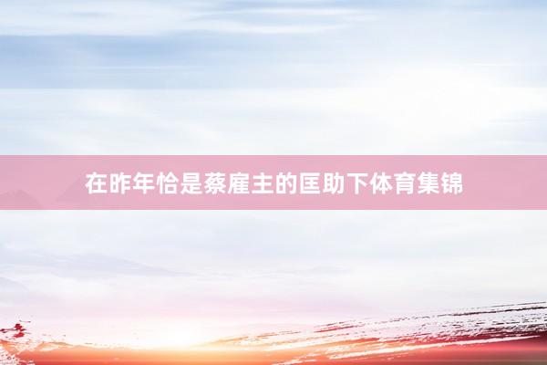在昨年恰是蔡雇主的匡助下体育集锦