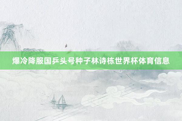 爆冷降服国乒头号种子林诗栋世界杯体育信息