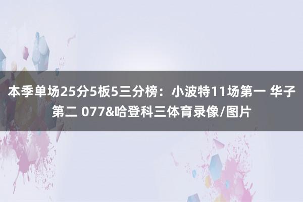 本季单场25分5板5三分榜：小波特11场第一 华子第二 077&哈登科三体育录像/图片