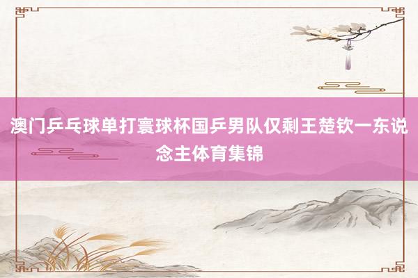 澳门乒乓球单打寰球杯国乒男队仅剩王楚钦一东说念主体育集锦