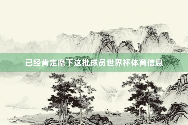 已经肯定麾下这批球员世界杯体育信息