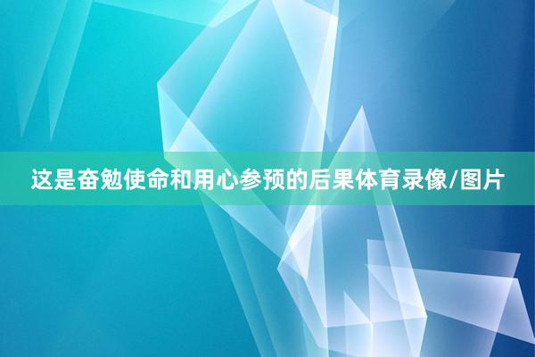 这是奋勉使命和用心参预的后果体育录像/图片